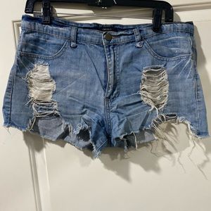 Distressed Denim Shorts